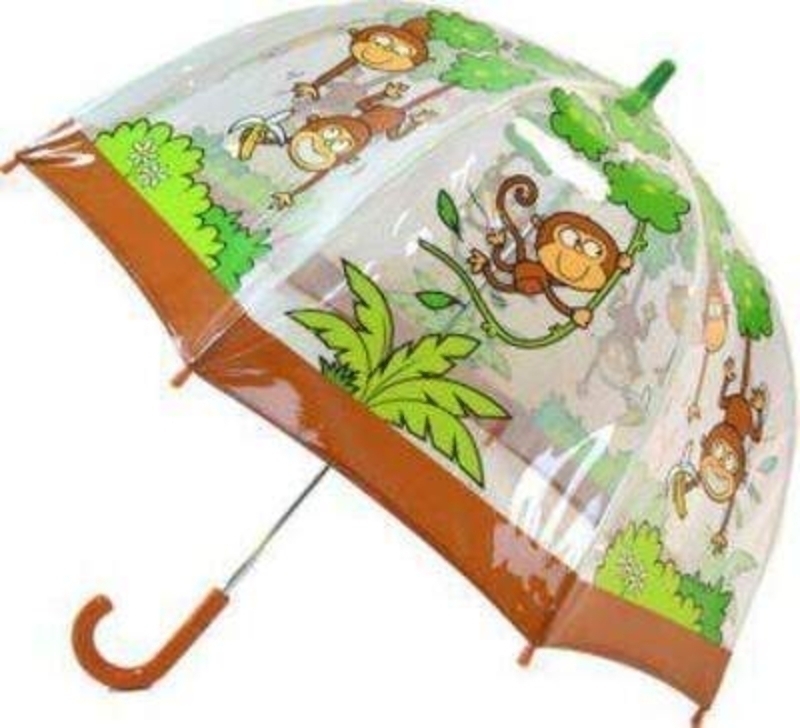 This great Umbrella by Bugzz features Monkeys on clear PVC so your little one can be fully covered and still see out. These brilliant, fun new dome shaped children's umbrellas are an instant hit. The bright and happy designs will put a smile on anyone's 